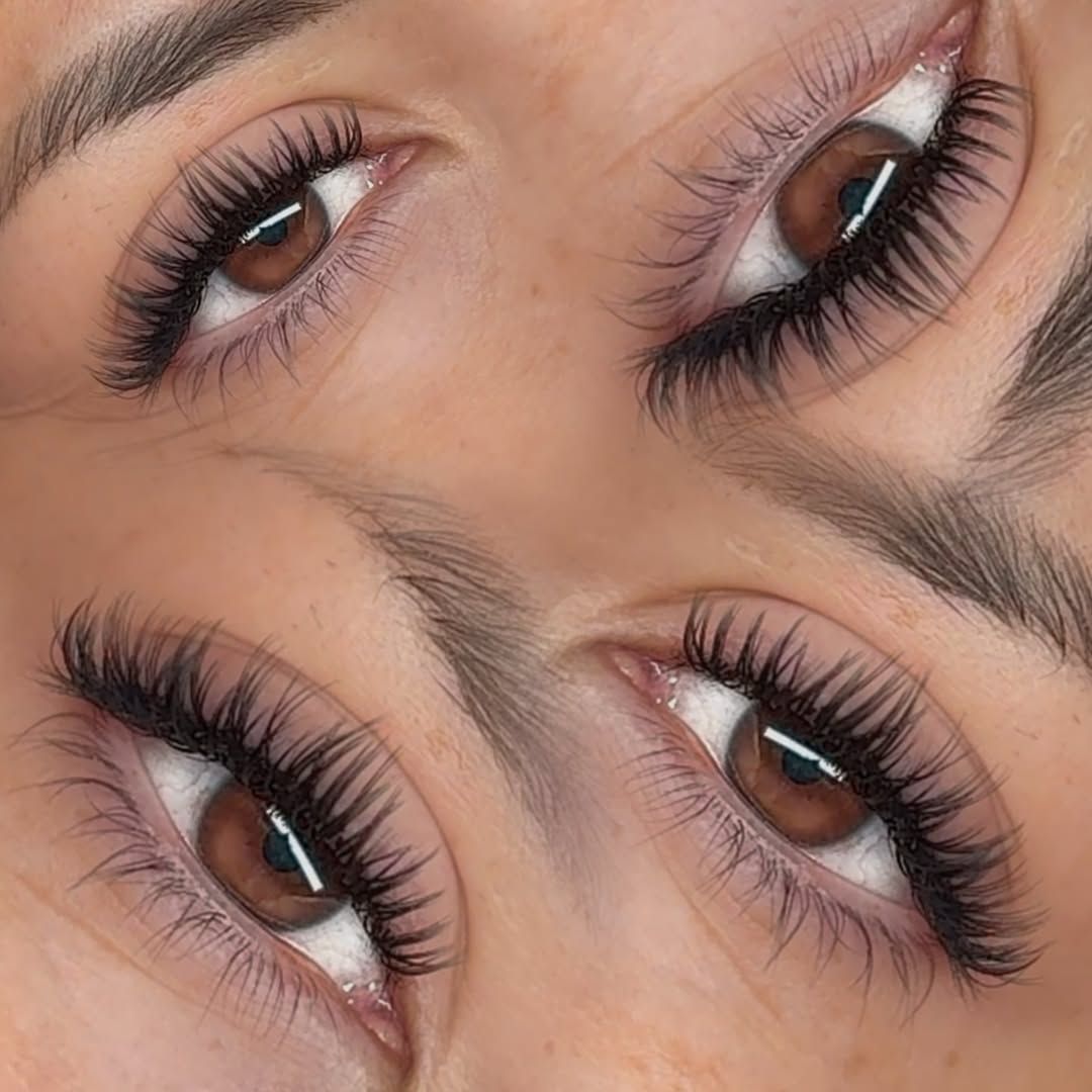 Wispy set on brown eyes, close-up