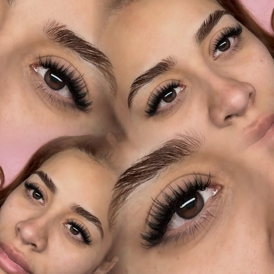 Wispy set with brows, client selfie angle